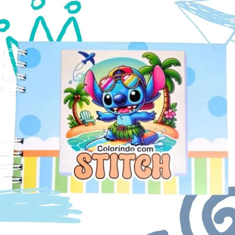 Livro Colorir Stitch 50 Folhas Caderno Desenho Capa Dura Cor