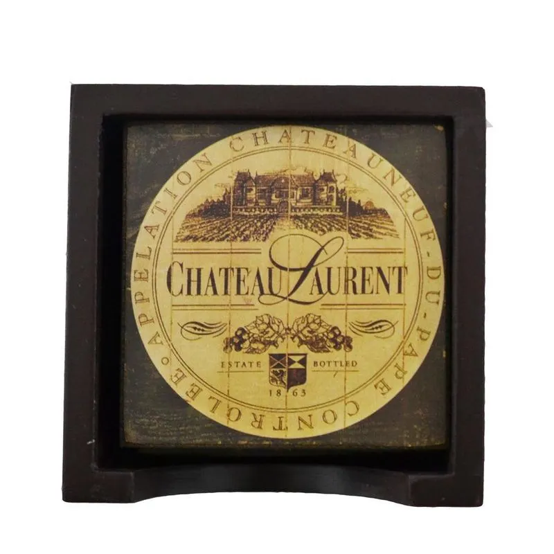 Porta Copos Quadrados Decorados Charmoso Chateau Laurent