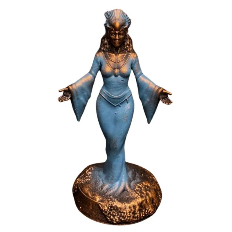 Mini Iemanjá Concha Dourada 10cm Alt. - Resina - Umbanda Candomblé