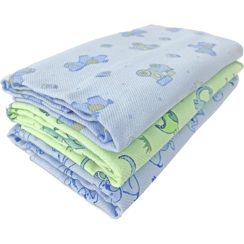 Kit 3 Pçs Cueiro Manta Flanelado 80x60cm Bebe Infantil Azul
