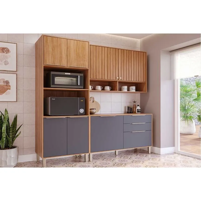 Cozinha Modulada MGM 3 Peças Divina C3P57 Cinamomo/Titanium