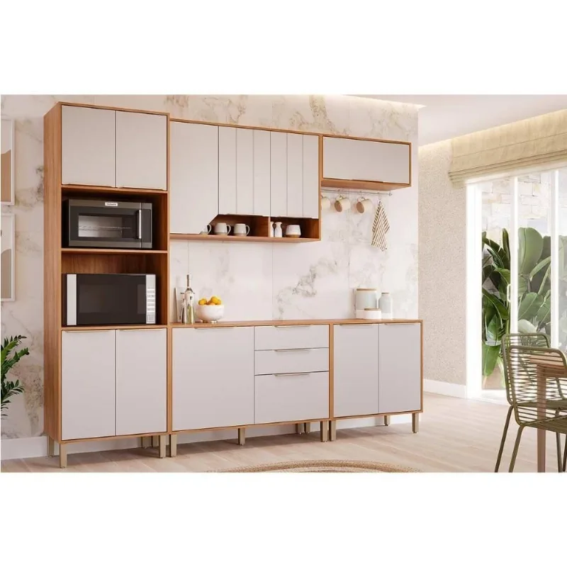 Cozinha Completa Celeste 6 Portas 2 Gavetas MDF 120CM Cinamomo-off MGM
