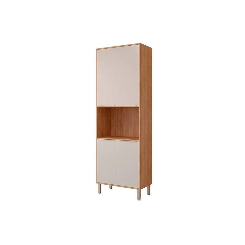 Paneleiro de Cozinha Modulado Esplêndida Torre Quente c/ 4 Portas e 1 Nicho p/ Forno 70cm Freijo/Off White - MGM