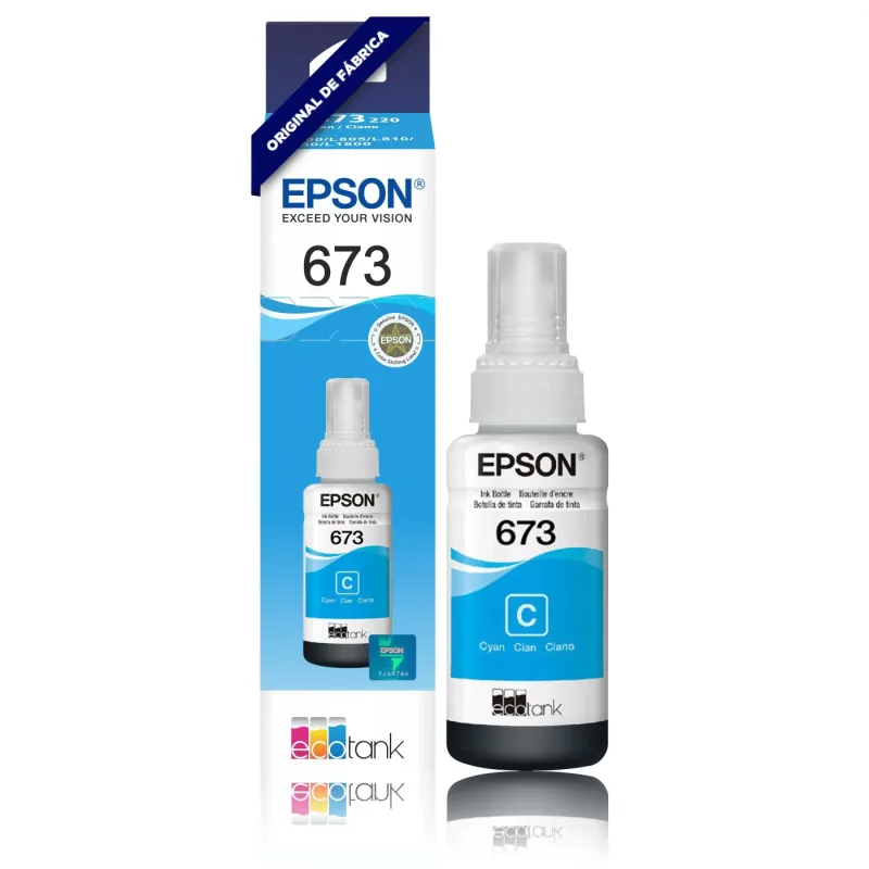 Kit Tinta Com 4 Refis Original Epson T673 Ecotank 6 Cores C+Y+K+K Compatível Impressoras L800 L805 L810 L850 L1800