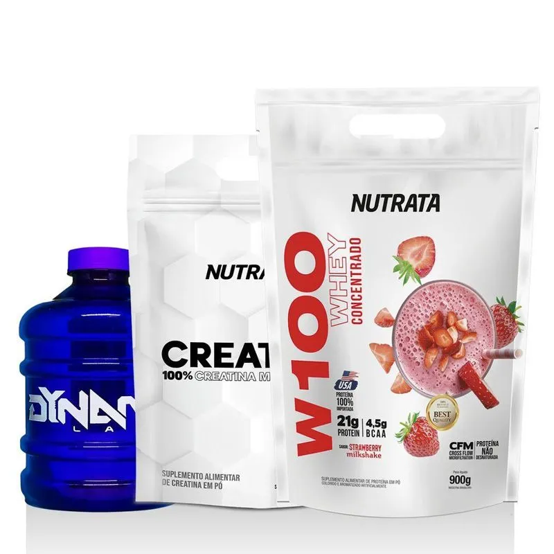 Kit Creatina Up 100% Pura 300g + Whey W100 900g Nutrata