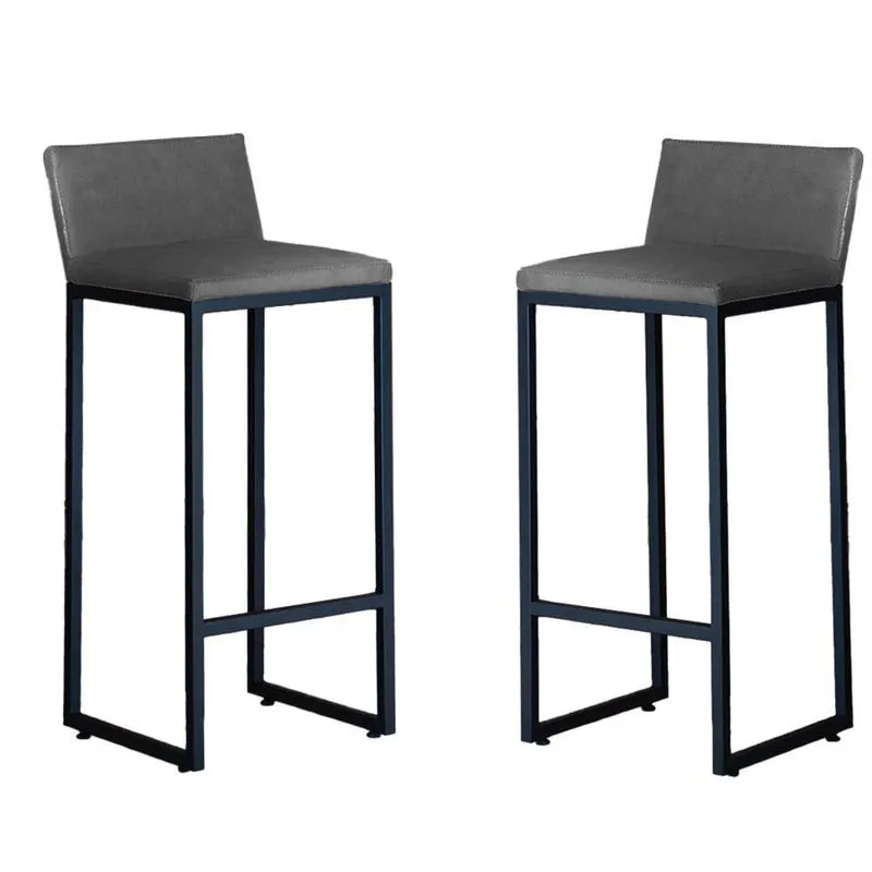 Kit 2 Banquetas Altas Luxo Dani com Encosto Base Preta