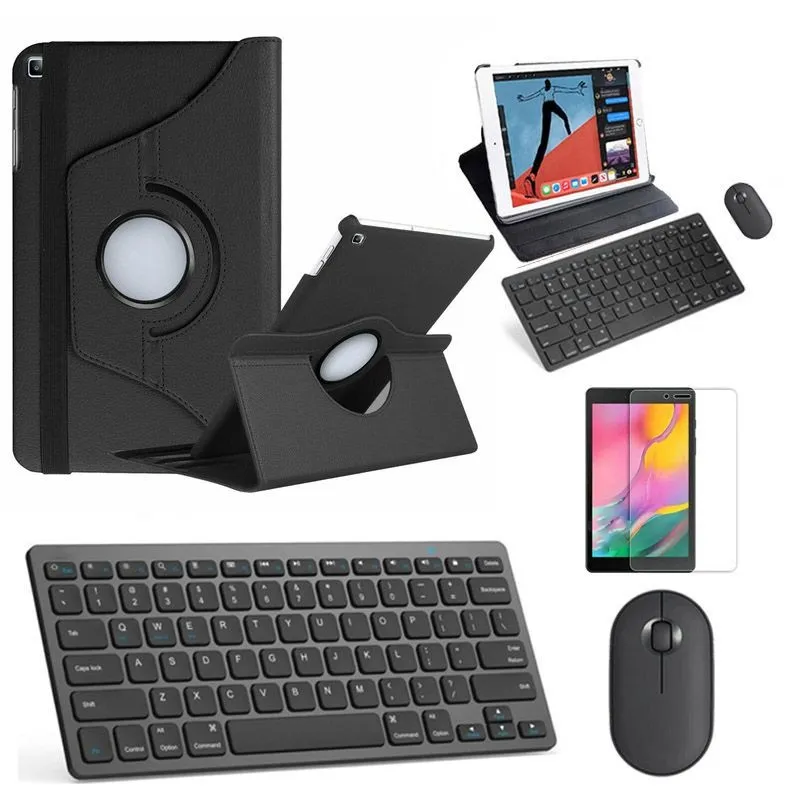 Kit Capa 360 Preto / Teclado e Mouse preto e Película para Galaxy Tab A S Pen 8.0 P205/P200