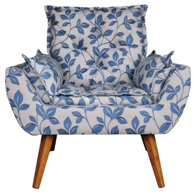 Poltrona Opala Decorativa Estampa Floral Kasa Sofá