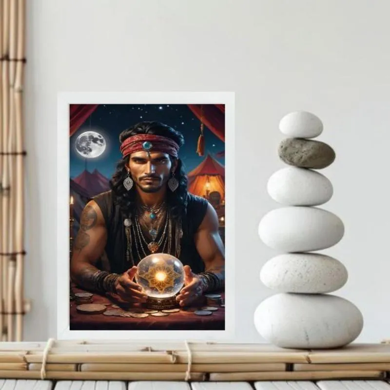 Quadro Cigano Wladimir - Bola Cristal 45X34Cm - Com Vidro