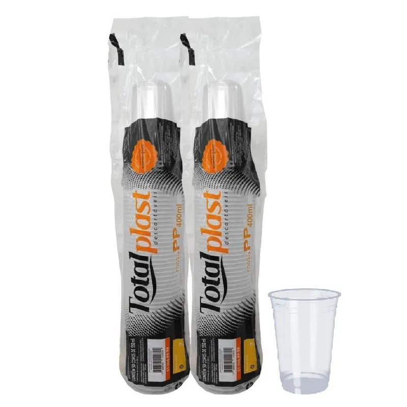 Copo 400ml Descartável Liso Pp C/50 Transparente Chopp Suco