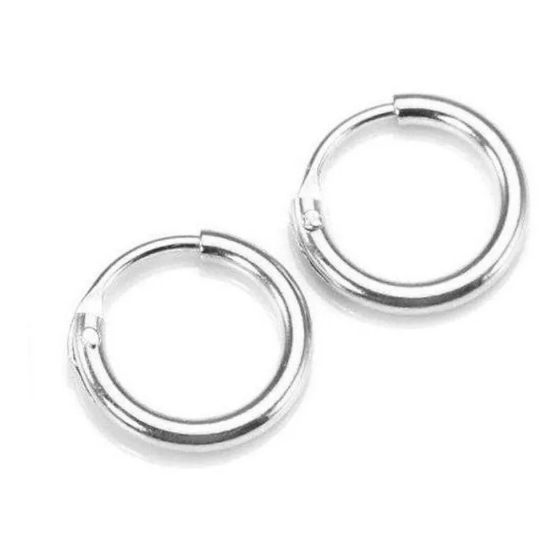 Brinco Masculino Argola 8mm Prata 925 Fio Redondo