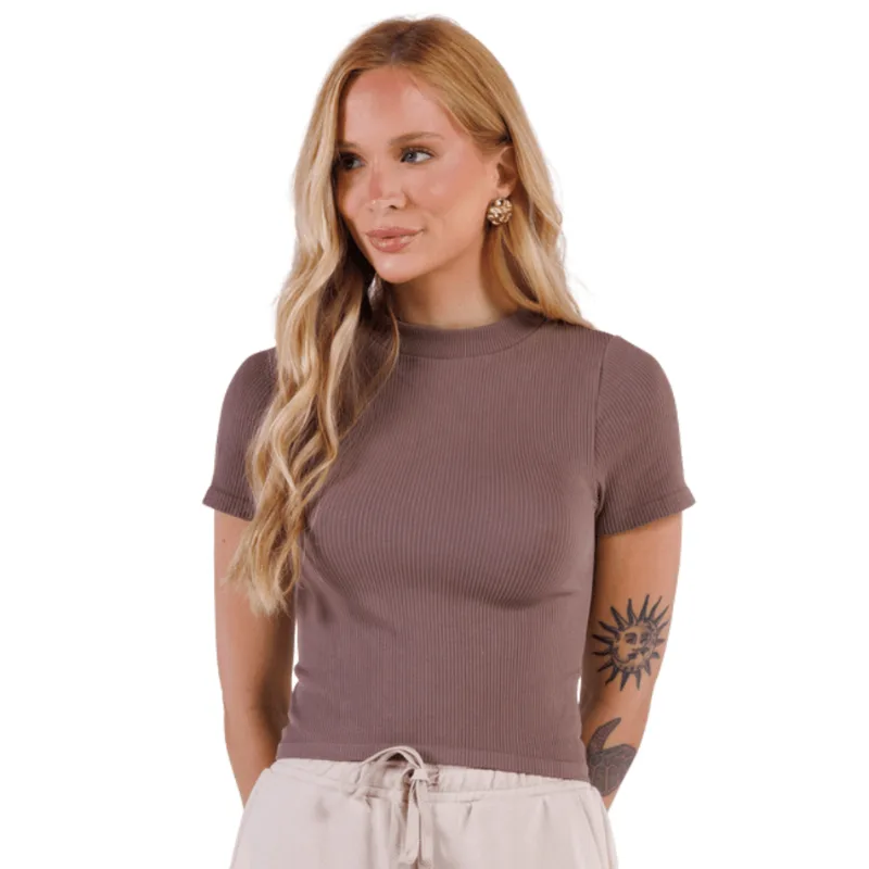 Blusa Sem Costura Manga Curta Básica Essencial