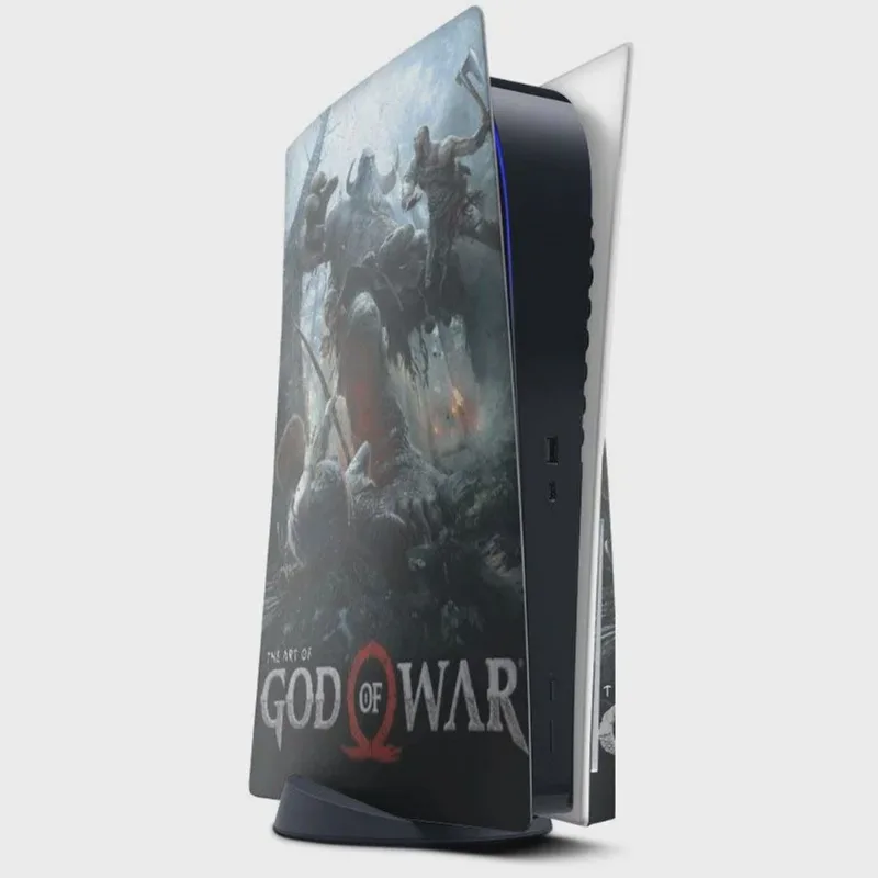 Skin Adesivo PS5 com disco e 2 controles Dualsense God of War b6