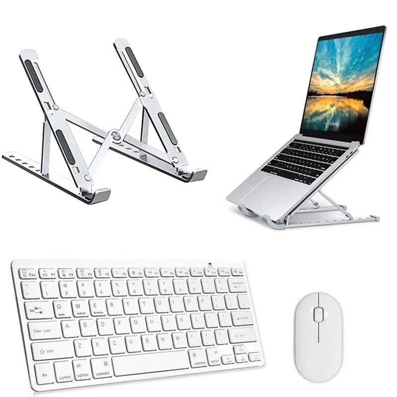 Teclado E Mouse Bluetooth, Suporte Branco Para Macbook