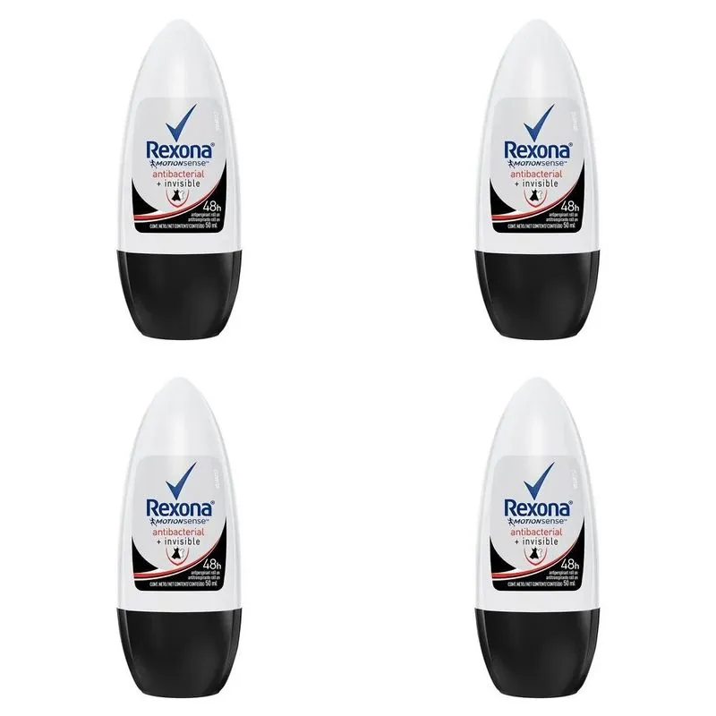 Kit c/4 Unidades de Desodorante Rexona Rollon Wom Anti Invisible 50ml