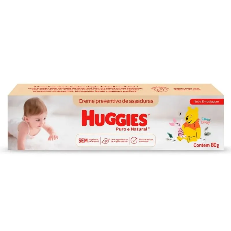 Kit com 3 Unidades de Creme Contra Assaduras Huggies Recém Nascido 80g