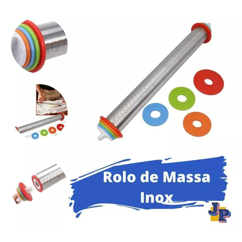 Rolo Massa Profissional Pão Ajustável Biscoito Amassar Inox