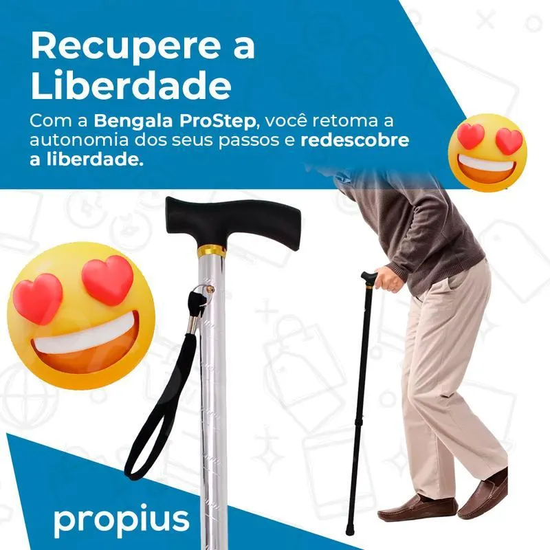 Bengala Alumínio Altura Regulável Suporta Até 100kg