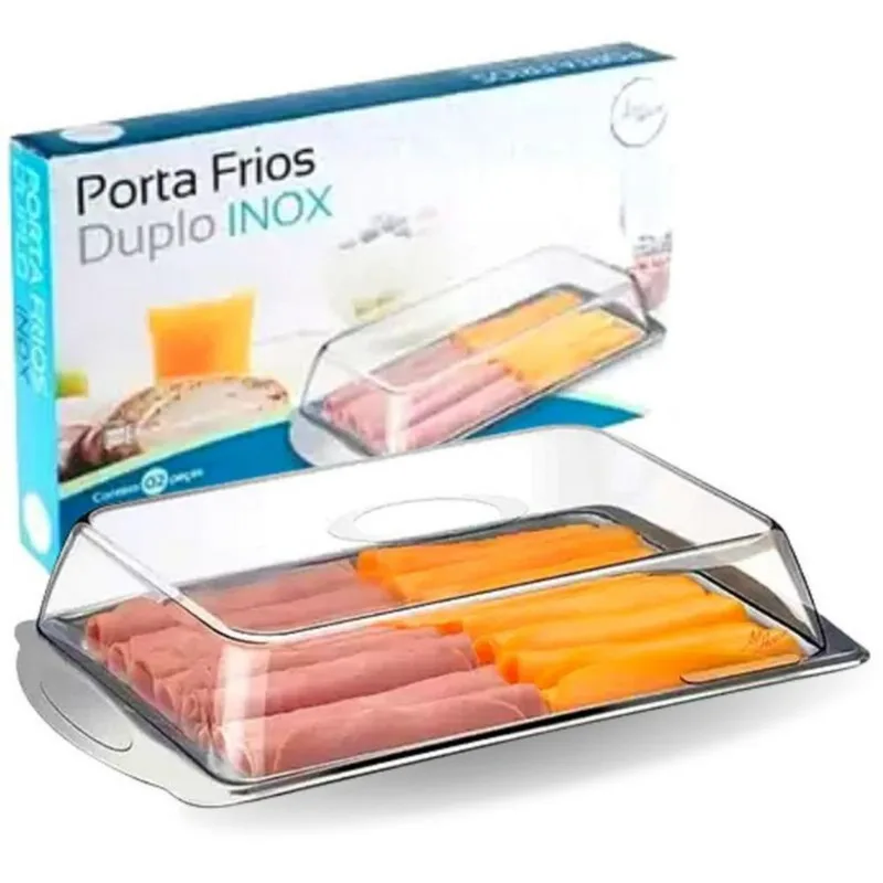 Porta Frios Duplo Presunto Queijo Mortadela Tampa Acrílica