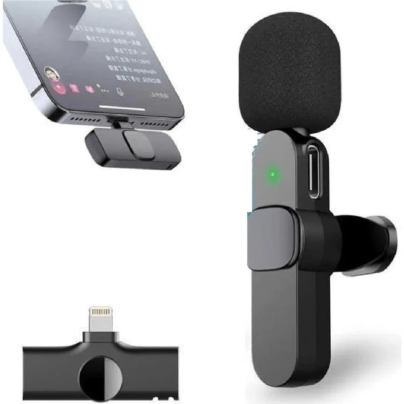 Microfone Sem Fio De Lapela Conector Lightining Ios Celular