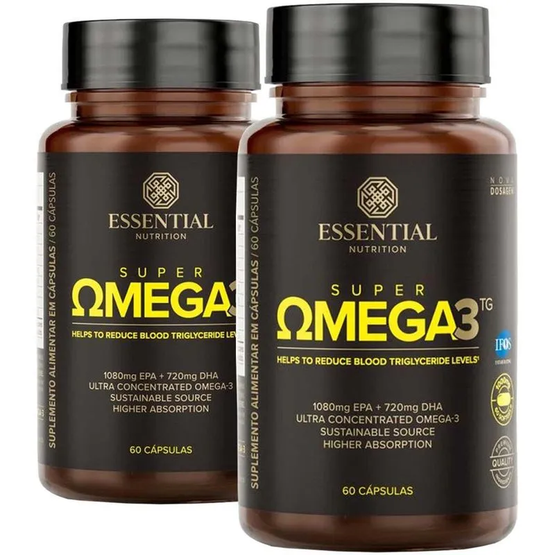 Kit 2X Omega 3 1000Mg Essential Nutrition 60 Cápsulas Cada