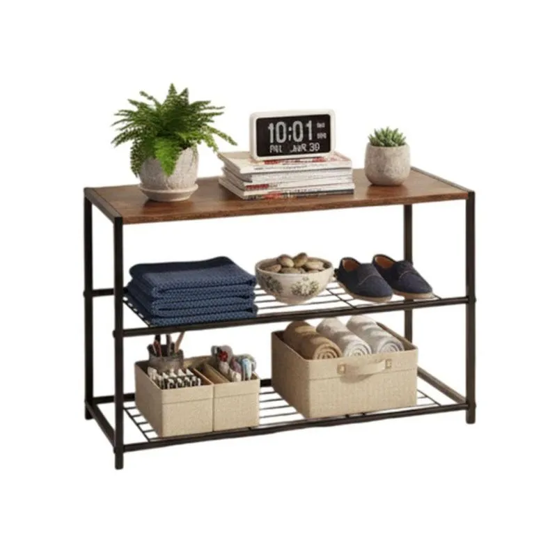 Prateleira Sapateira Organizador 3 Andares 63cm MDF E Ferro Marrom