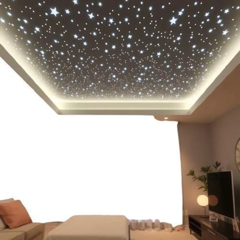 Kit Luminária 400 Fibra Ótica Rgb Efeito Decorativo