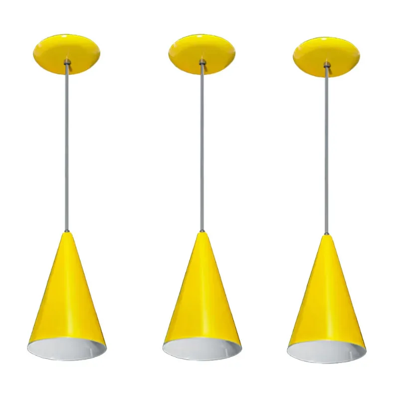 Lustre pendente Balcão cozinha Amarelo 03 un - Shoppingnet