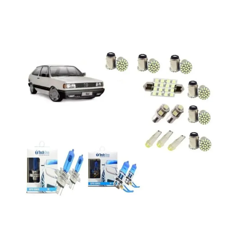 Kit Lâmpadas Led Gol Parati Voyage Saveiro Quadrado Techone