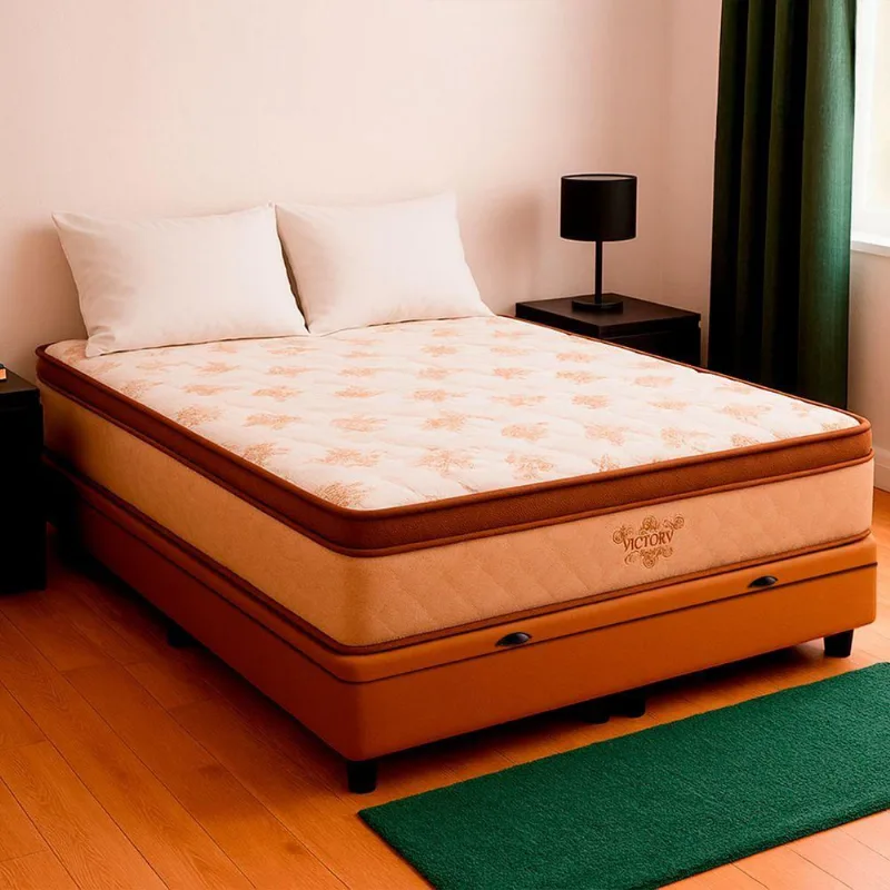 Cama Box Baú Casal Bege E Colchão Victory Molas Vstore