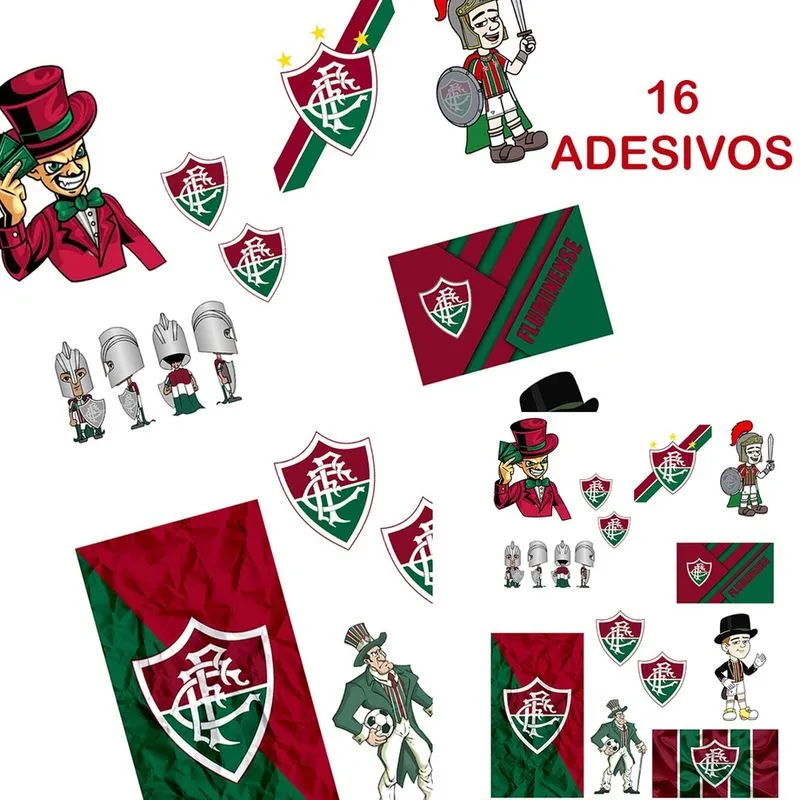 Adesivo fluminense stickers cartela de adesivos futebol fluminense tricolor carioca maraca maracanã libertadores da américa campeão carioca moto carro externo vidro parede notebook van caminhão decora