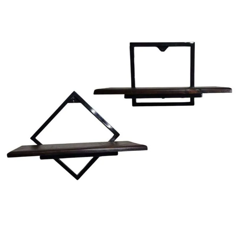 Nicho Decorativo Pinus Kit 2 Unidades Já Vai Montado Cor Preto Industrial
