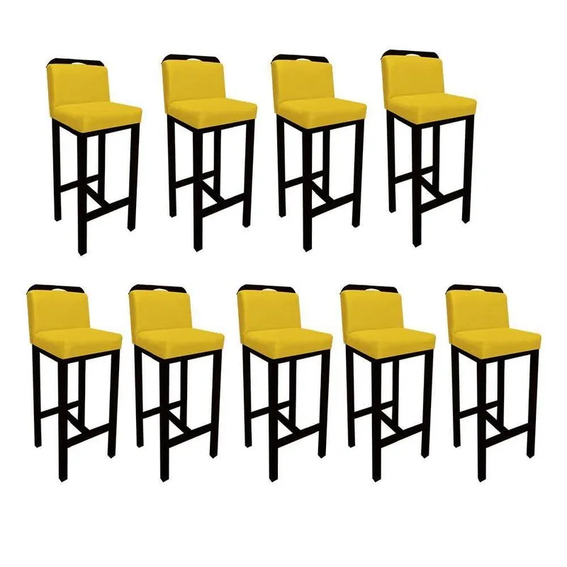 Kit 09 Banquetas Bia Suede Amarelo