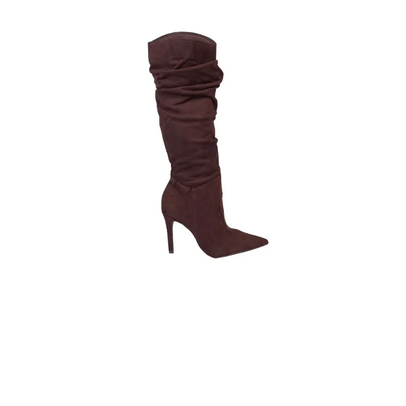 Bota Bebecê Slouchy Camurça Salto Alto Marrom 38