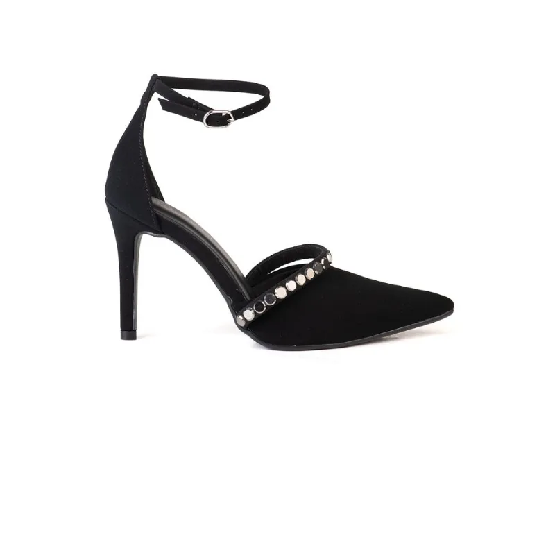 Scarpin Bebecê Semi Aberto Com Tira Em Strass Preto 33