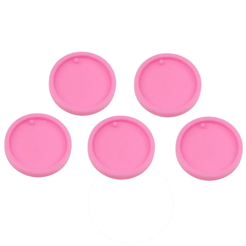 5 Conjunto De Molde De Chaveiro De Silicone Redondo, Cozimento Diy, Silicone Dri