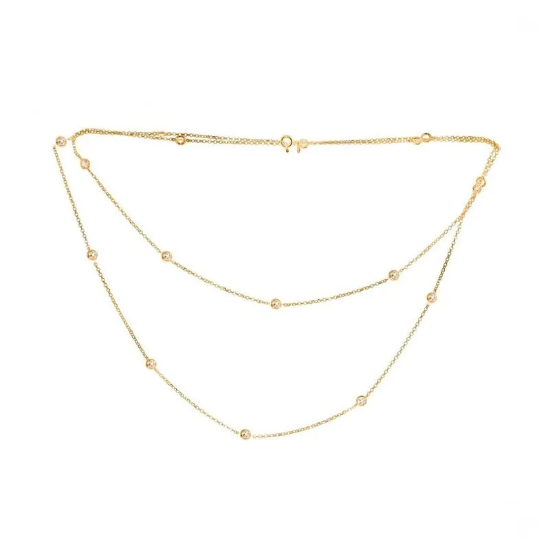 Colar 2 Voltas 80Cm Com 17 Topázios Em Ouro 18K