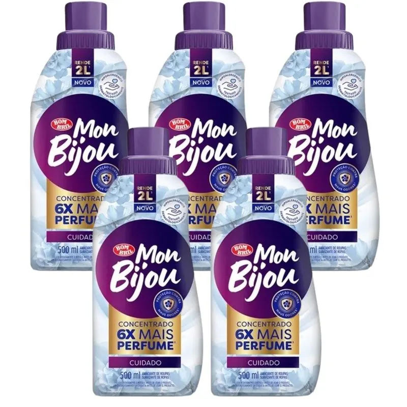 Kit c/ 5 Un. Amaciante Concentrado Mon Bijou Cuidado 500ml