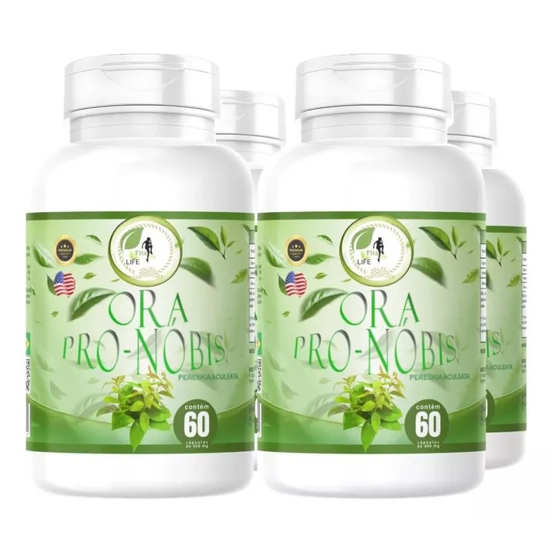 Kit 4 Un Ora Pro Nobis Pereskia Aculeata 240 Cáps Fits Life