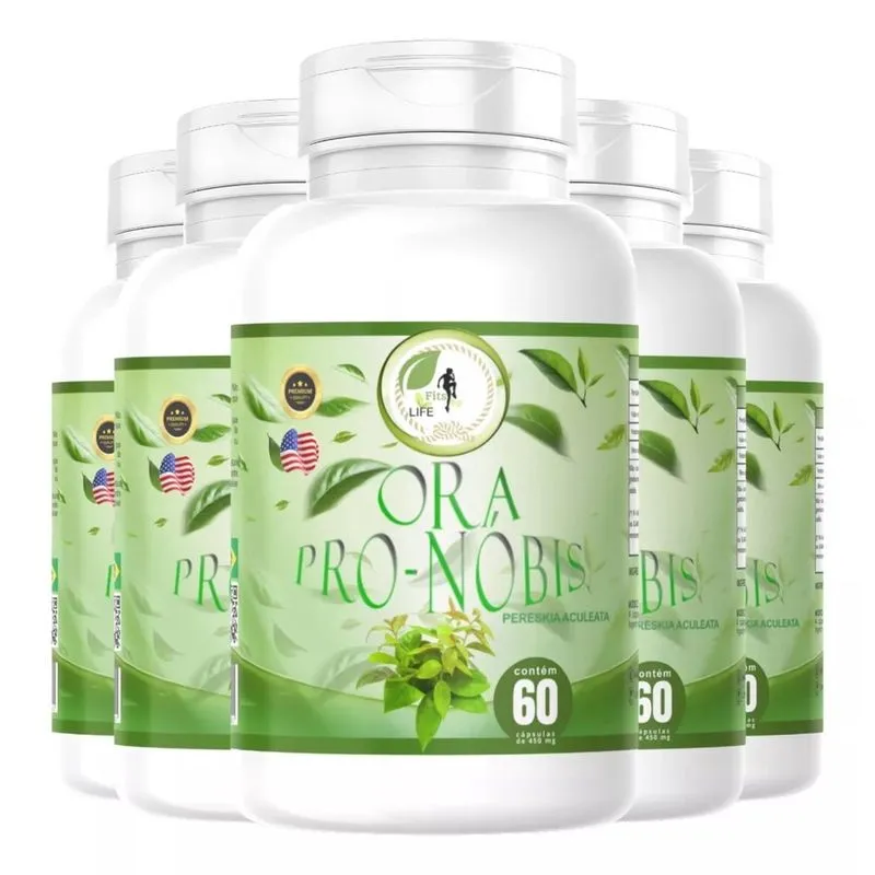 Kit 5 Un Ora Pro Nobis Pereskia Aculeata 300 Cáps Fits Life
