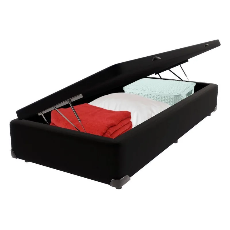Cama Box Baú Solteirão Preto V-store 96x203x44