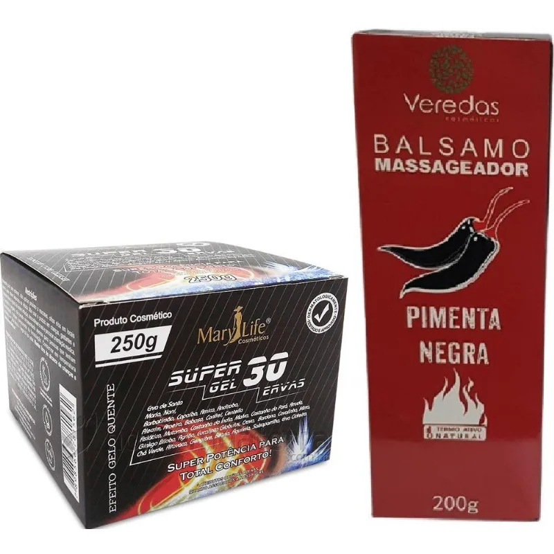 Kit 10 Super Gel 30 Ervas 250g + 1 Balsamo Pimenta Negra