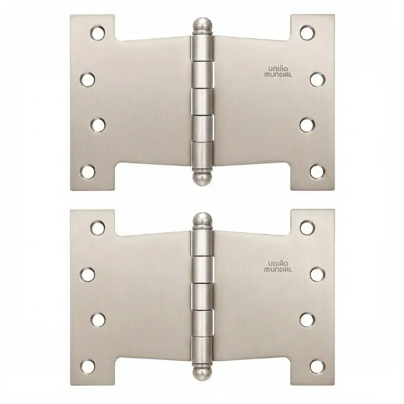 Kit 2 Dobradiças Palmela 4 x 6 pol Aço Acetinado 622811 União Mundial Blíster