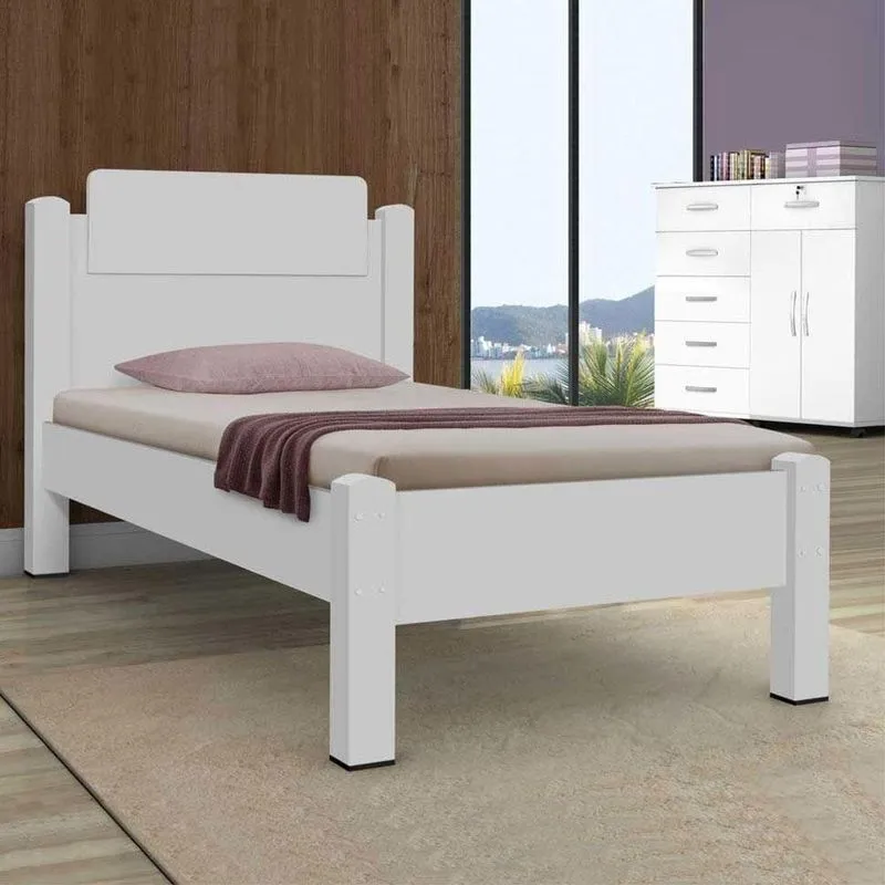 Cama Solteiro Paris Branco - Gabrielli