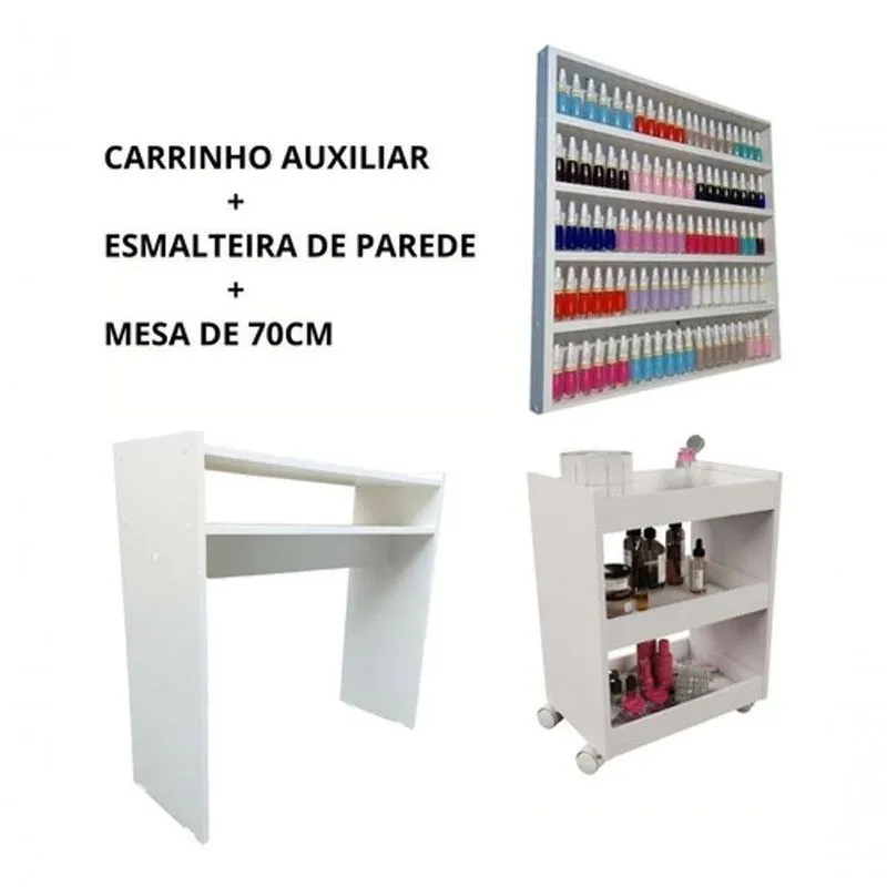 Mesa De Manicure+ Carinho+ Prateleira Para Armazenamento Exclusivo