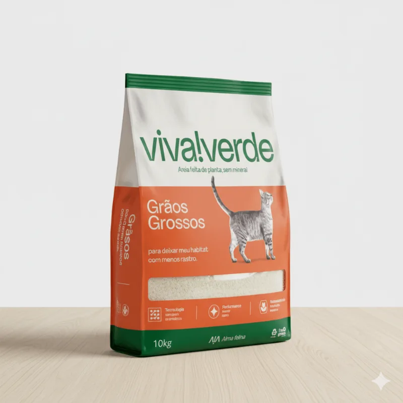 Kit Com 4 Areia Higienica Viva Verde Grãos Grossos 10kg