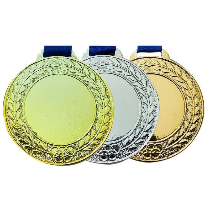 Kit 12 Medalhas 5,5cm Centro Liso Metal Ouro Prata Bronze mesclado