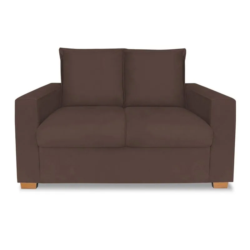 Sofá Estofado 2 Lugares Para Sala De Estar Denver Suede Marrom - dl decor