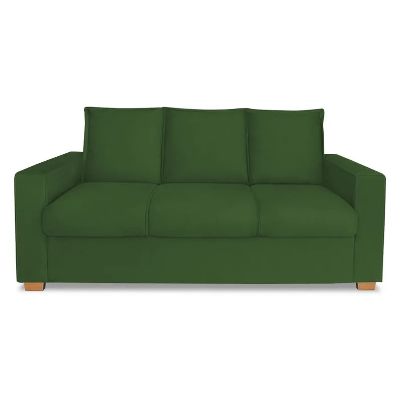 Sofá Estofado 3 Lugares Para Sala De Estar Denver Suede Verde - dl decor