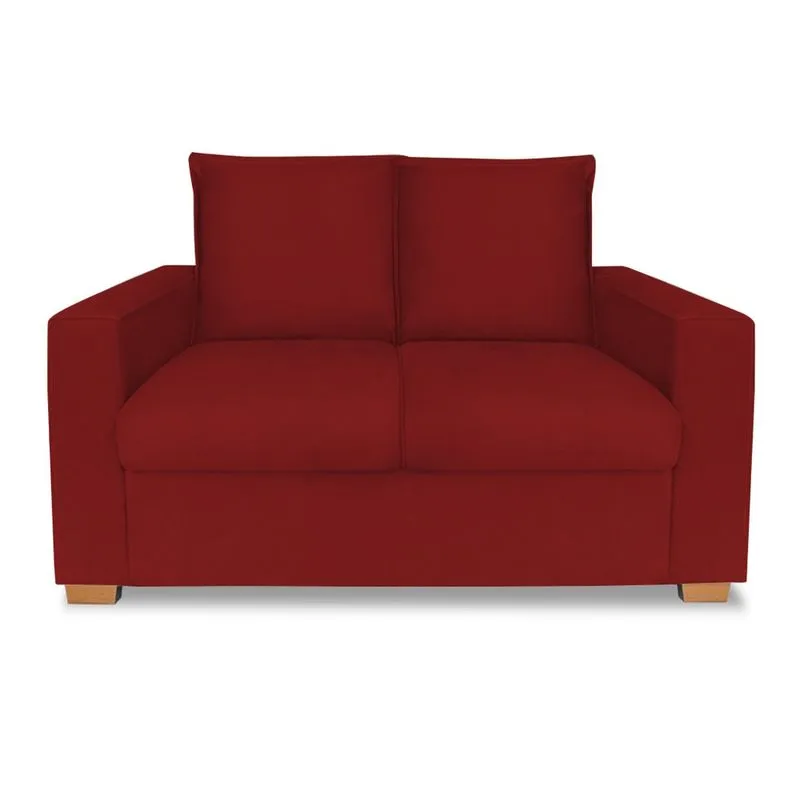 Sofá Estofado 2 Lugares Para Sala De Estar Denver Suede Vermelho - dl decor